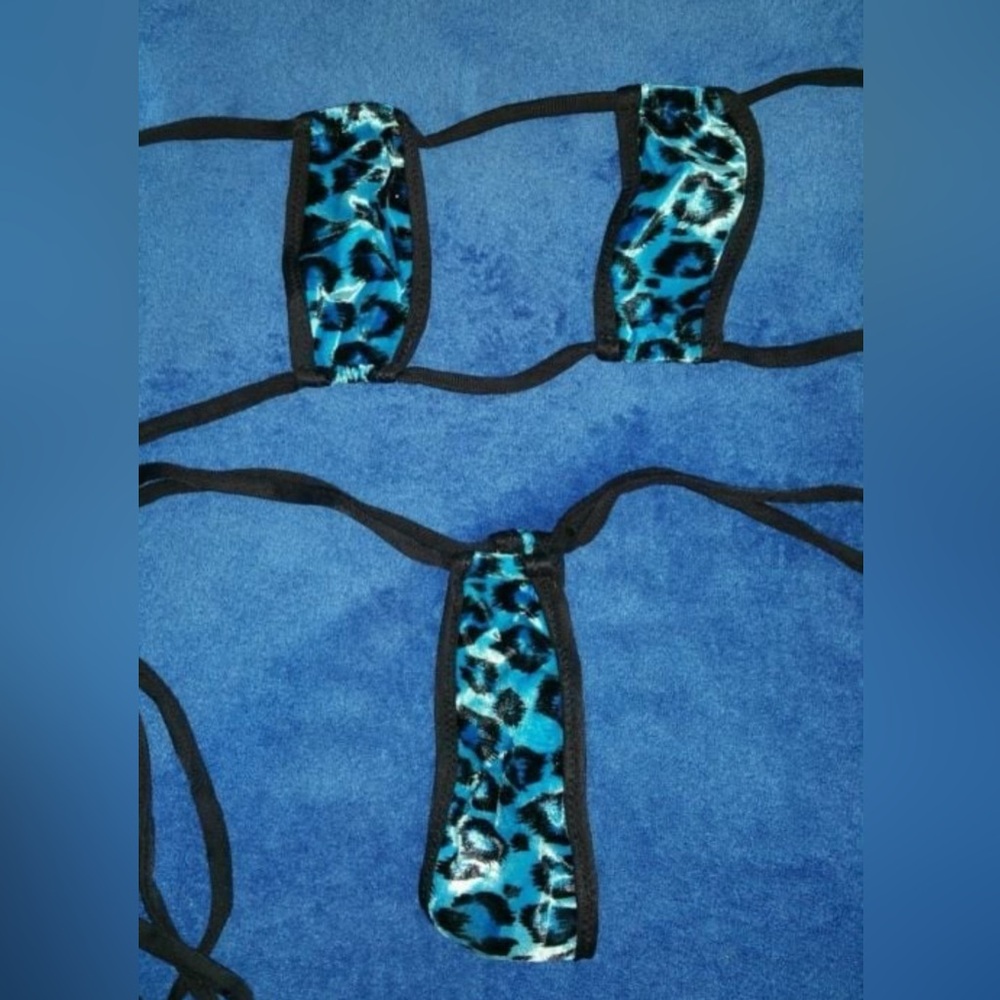 NWOT Sexy Skimpy Handmade Leopard Animal Print Teardrop Stripper Thong Bikini